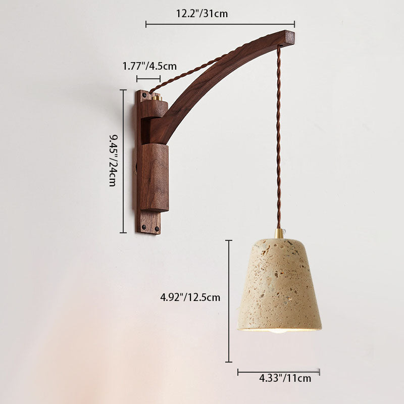 Japanese Wabi-Sabi Solid Wood Glass Horn Sconce