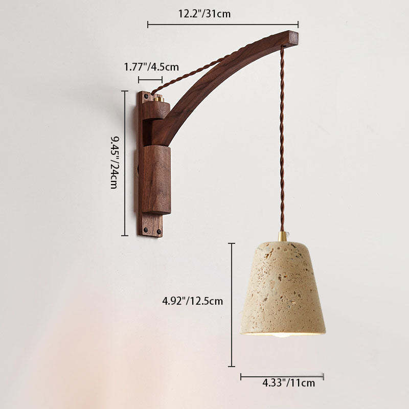 Japanese Wabi-Sabi Solid Wood Glass Horn Sconce