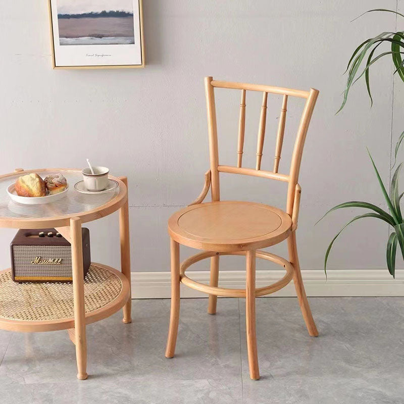 Vintage Cylinder Wood Rattan Dining Chair