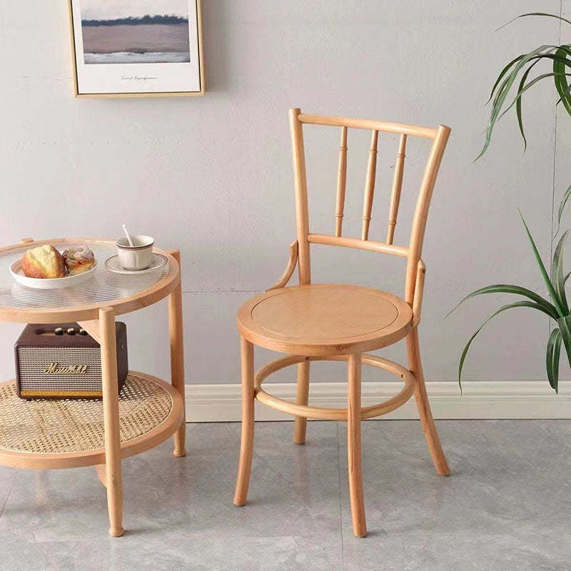 Vintage Cylinder Wood Rattan Dining Chair — Wood / Black