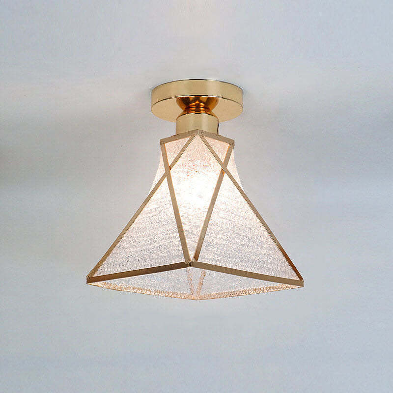 European Glass Gold Semi-Flush Ceiling Light — B / 220V-240V For UK/AU