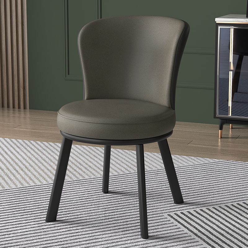Contemporary Fabric Upholstered Steel Dining Chair — Gray