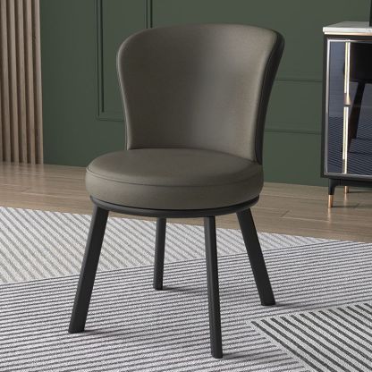 Contemporary Fabric Upholstered Steel Dining Chair — Gray