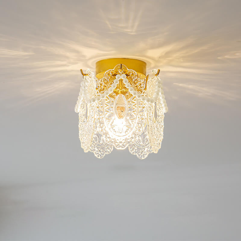 French Palace Glass Pearl Chain Ceiling Light — Warm Light (3000K) / 110V-120V For US/CA