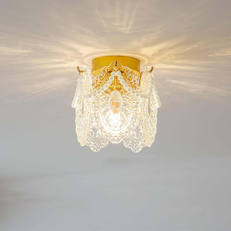 French Palace Glass Pearl Chain Ceiling Light