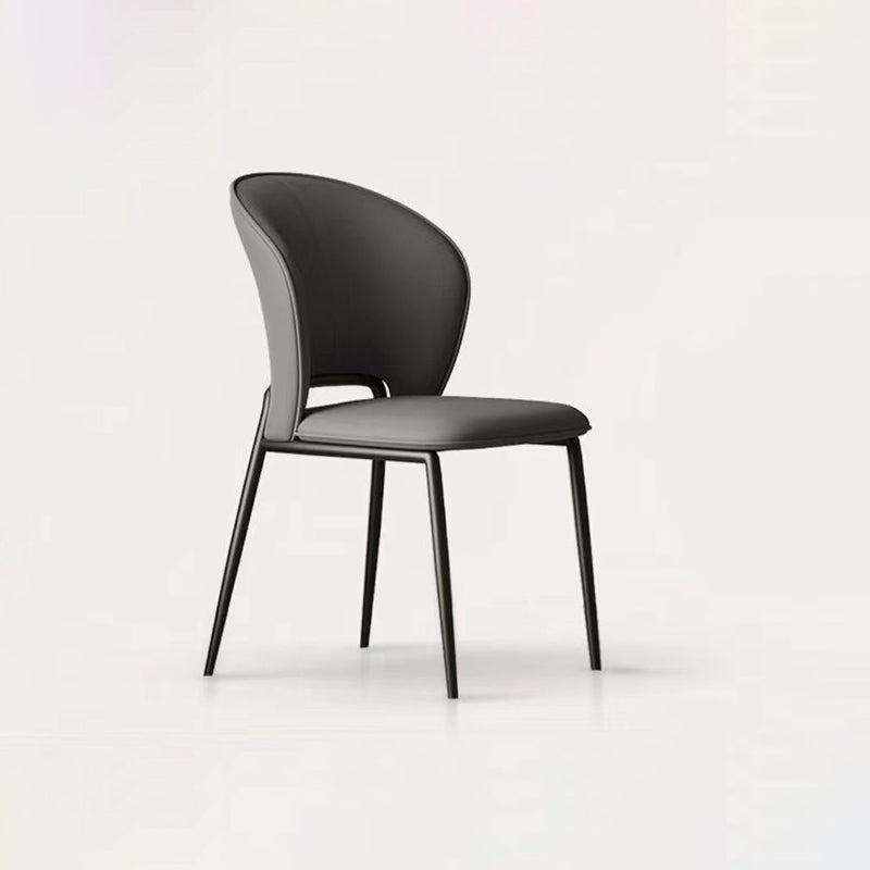 Minimalist Microfiber Leather Steel Curved Dining Chair