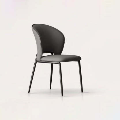 Minimalist Microfiber Leather Steel Curved Dining Chair