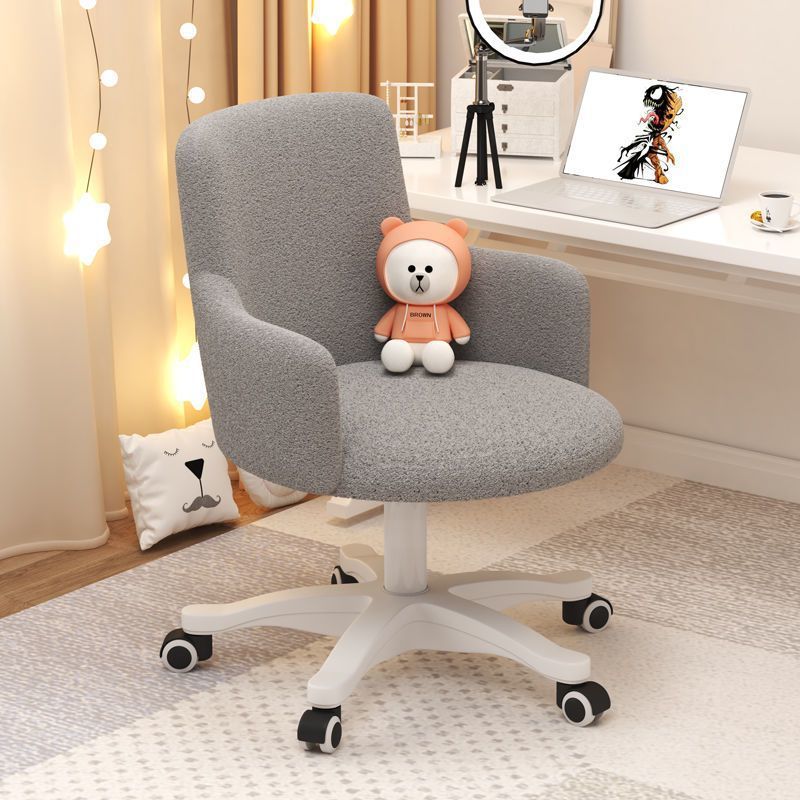 Minimalist Velvet Steel Rotatable Desk Chair — Light Gray - Teddy Velvet