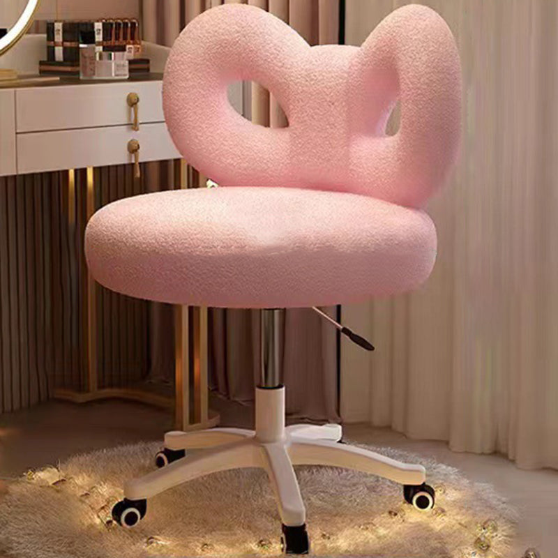 Modern Art Deco Lambswool Leather Round Vanity Stool