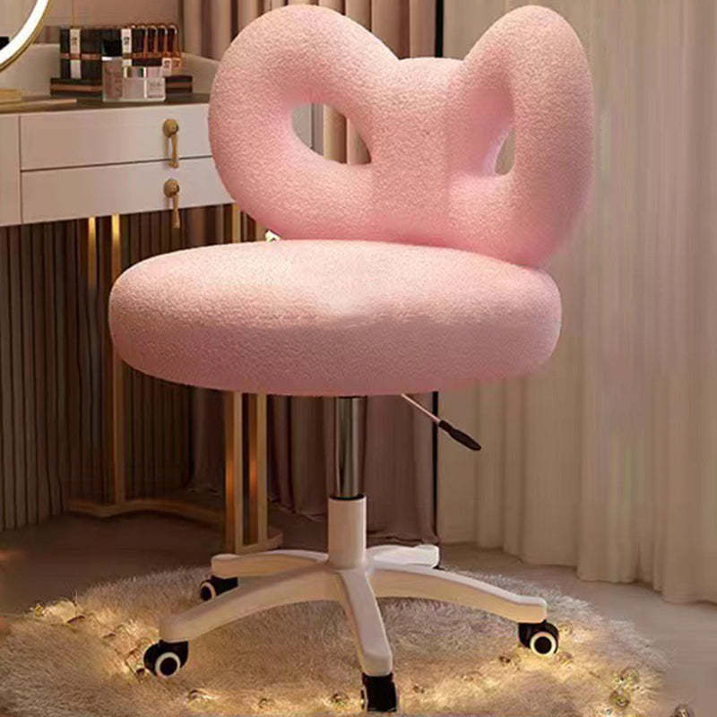 Modern Art Deco Lambswool Leather Round Vanity Stool