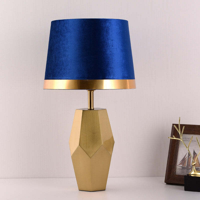 Luxury Art Fabric Metal Geometric Lamp — Remote Switch / 110V-120V For US/CA / Blue