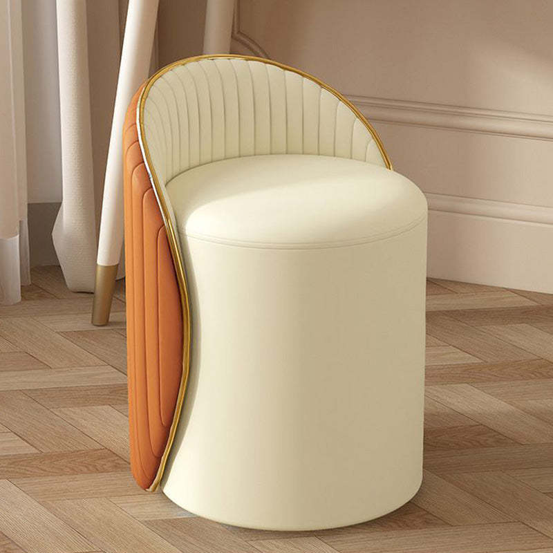 Minimalist Cylinder Iron Leather Vanity Stool