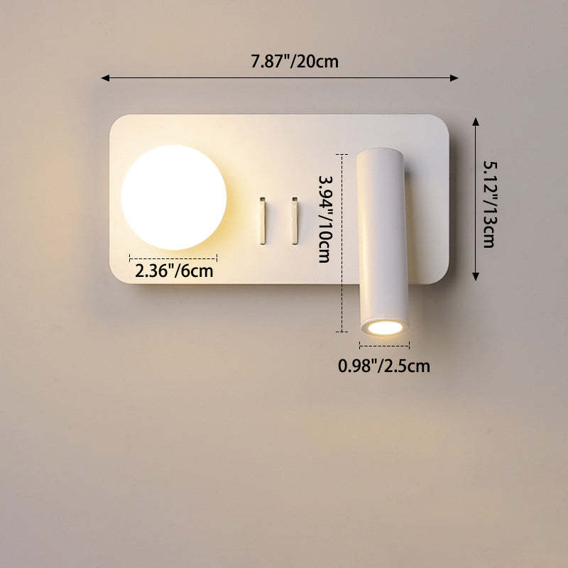 Nordic Round Square Acrylic Iron LED Reading Wall Sconce