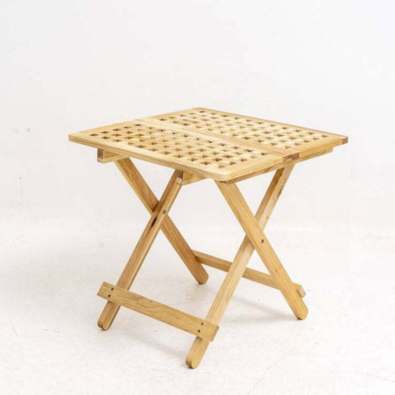 Traditional Rustic Square Wood Backless Armless Chair
