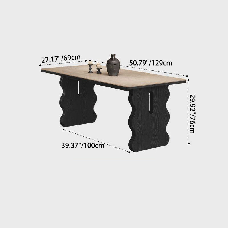 Retro Wave Wood Slate Dining Table — Black