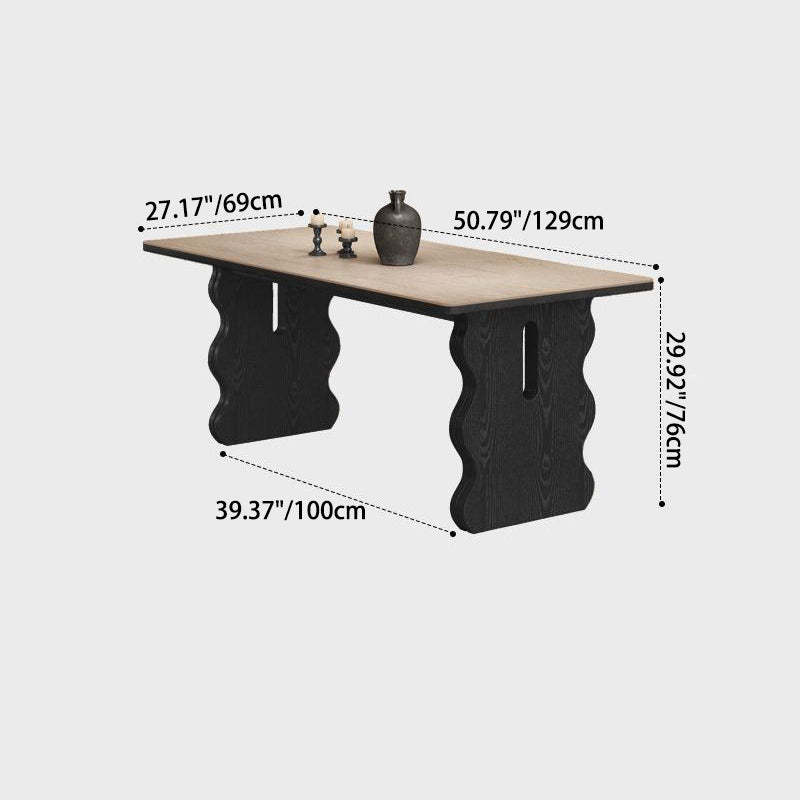 Retro Wave Wood Slate Dining Table — Black