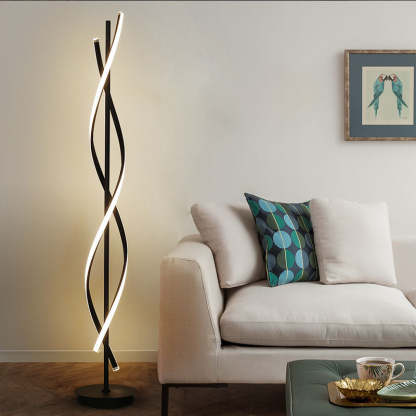 Minimalist Spiral LED Floor Lamp — Black / White Light (5000K) / 110V-120V For US/CA