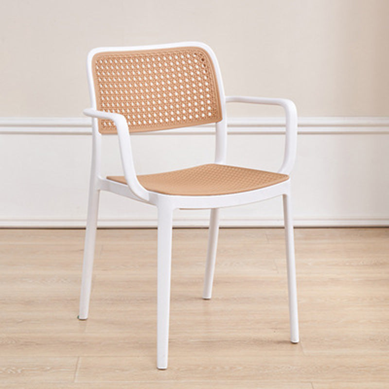 Rattan-Look Plastic Stackable Dining Armchair