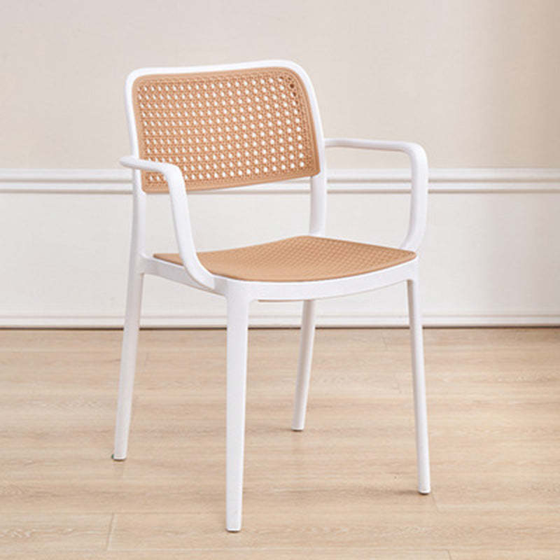 Rattan-Look Plastic Stackable Dining Armchair