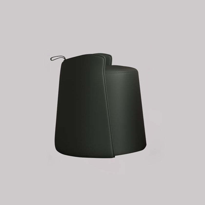 Luxury cylinder microfiber gray vanity stools in leather wood