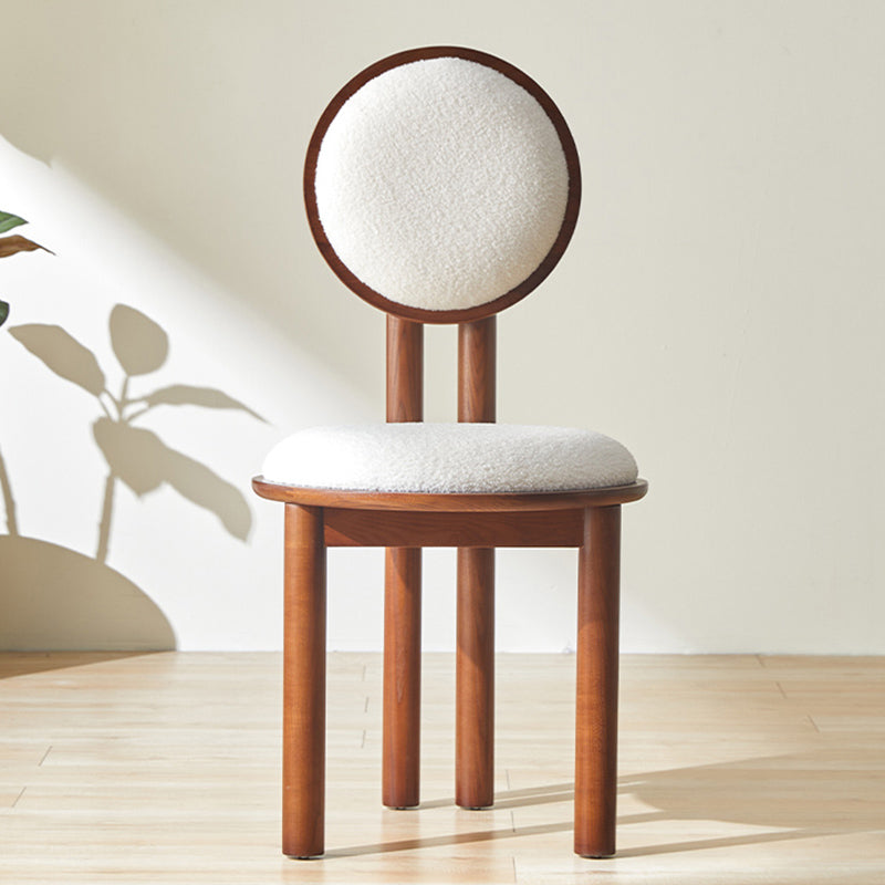 Vintage Lambswool Wood Round Dining Chair