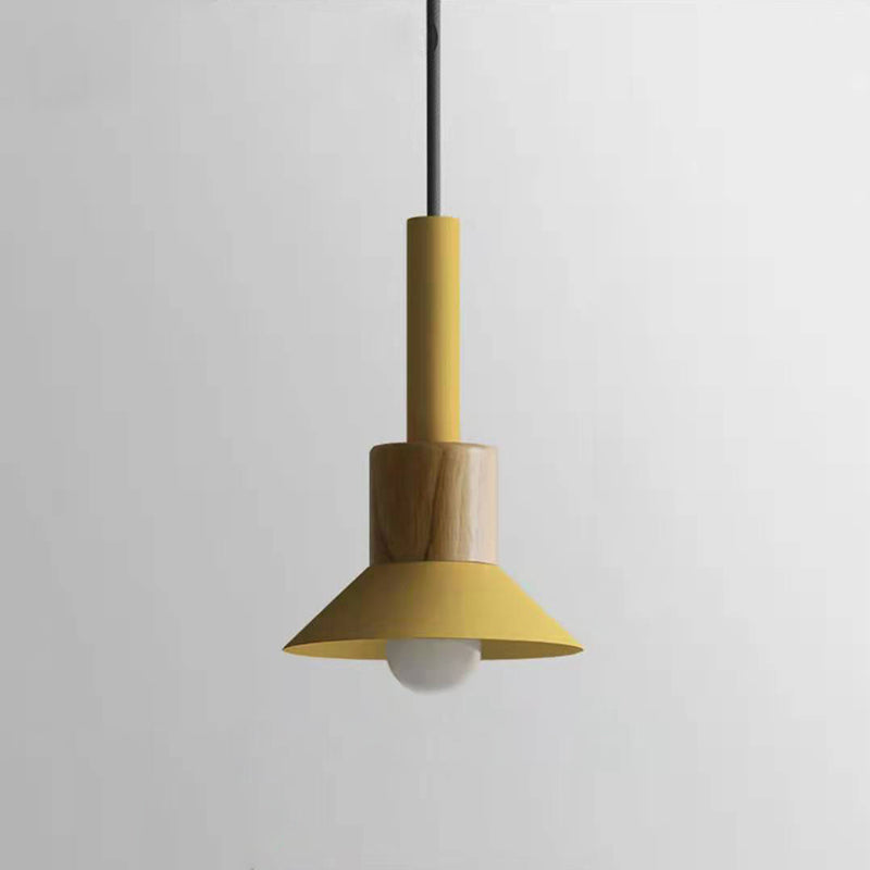 Scandinavian Irregular Cylinder Iron Wood Pendant Light
