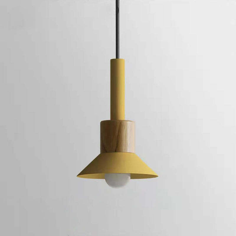 Scandinavian Irregular Cylinder Iron Wood Pendant Light