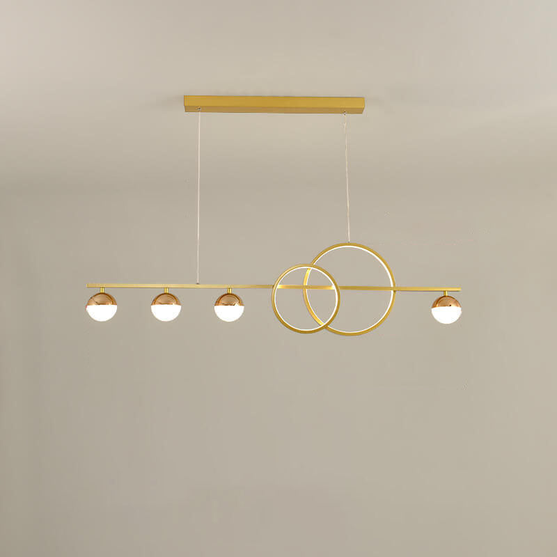 Modern Long Strip Round Globe LED Island Chandelier