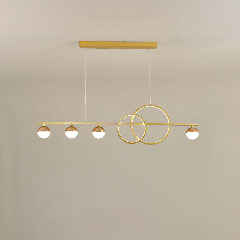 Modern Long Strip Round Globe LED Island Chandelier