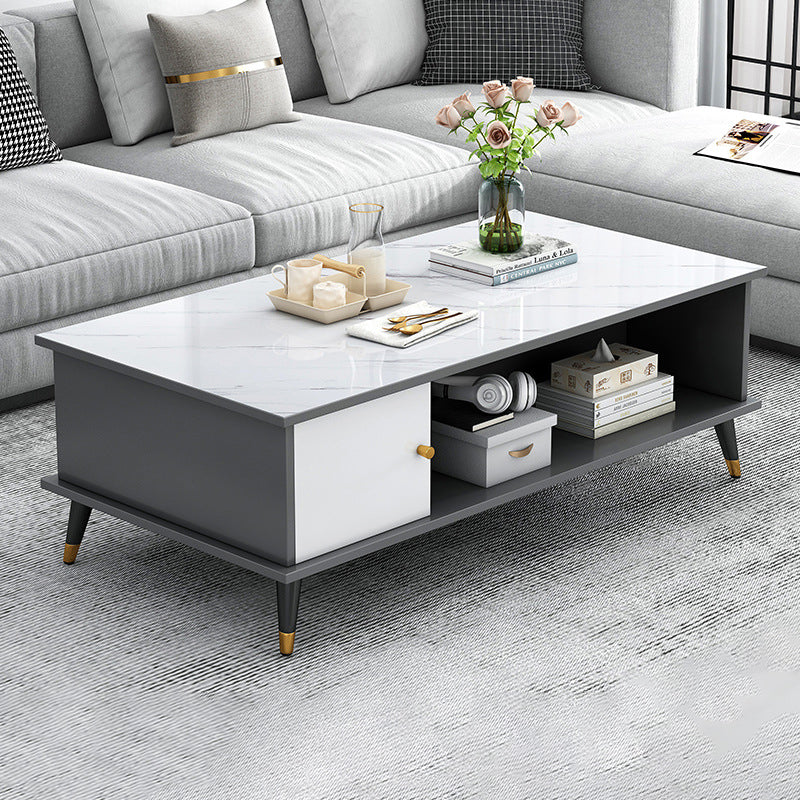 Nordic Rectangular Engineered Wood Iron Coffee Table