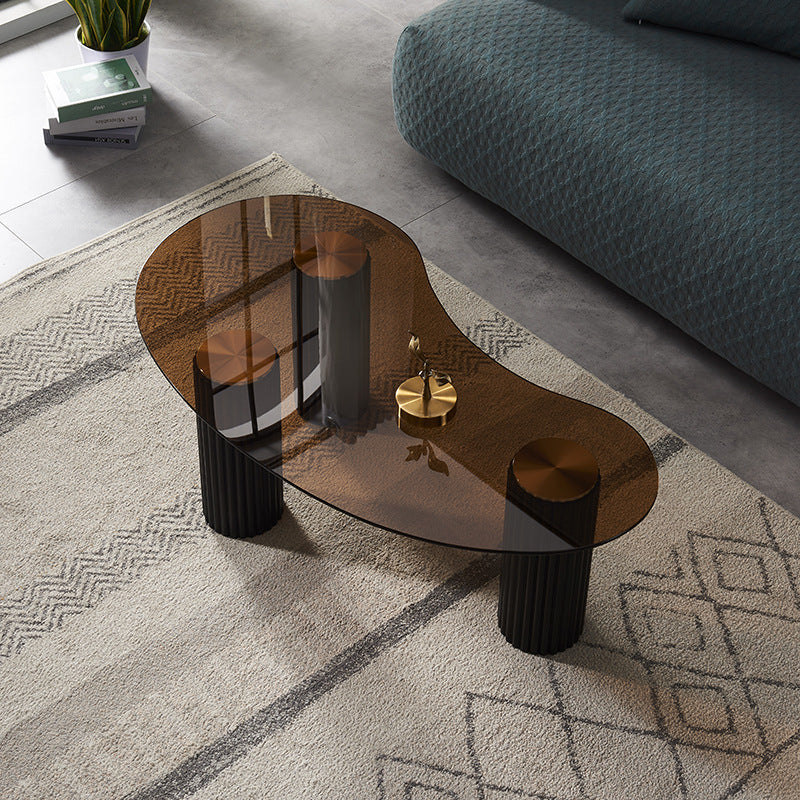 Scandinavian Arch Teardrop Tempered Glass Coffee Table
