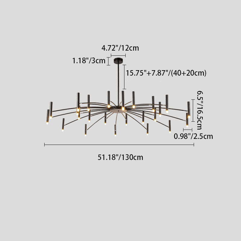 Scandinavian Radioactive Iron Aluminum Chandelier
