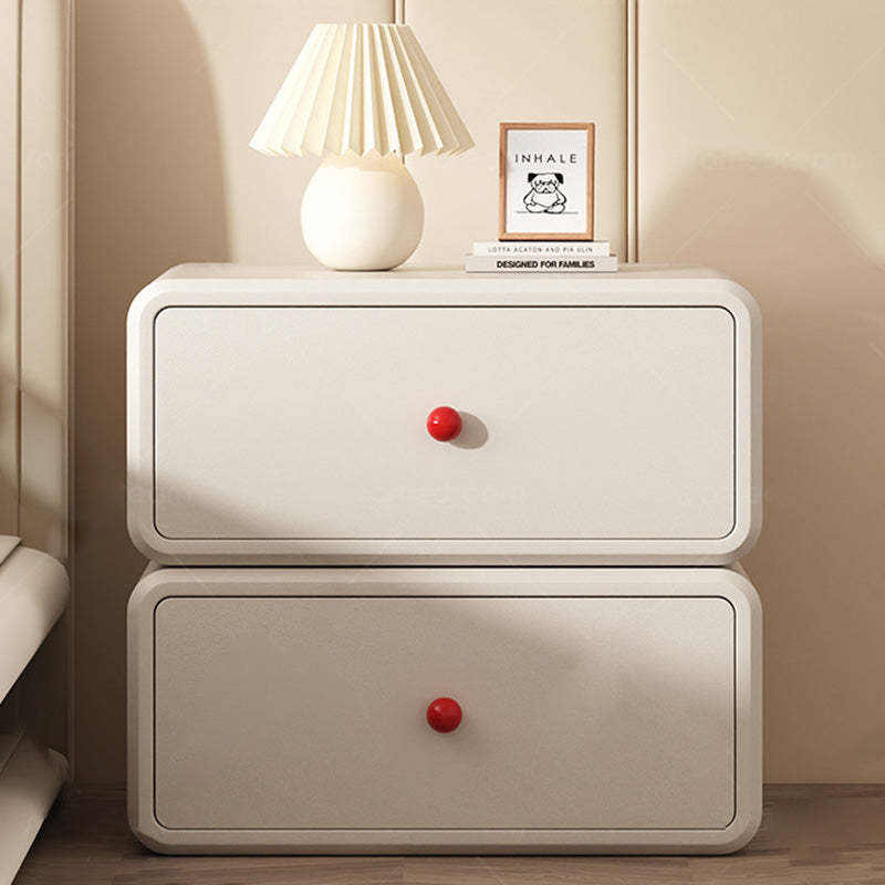 Minimalist Ceramic Cat Scratch Nightstand 2-Drawer — Black & Beige