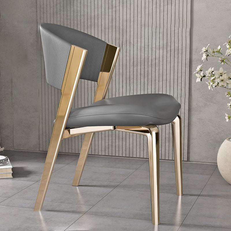 Modern Leather Stainless Steel Dining Chair
