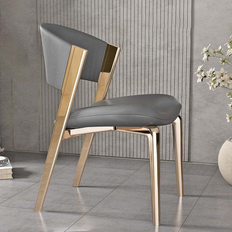 Modern Leather Stainless Steel Dining Chair
