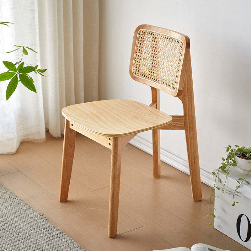 Minimalist skeleton wood dining chairs & benches in rattan wood