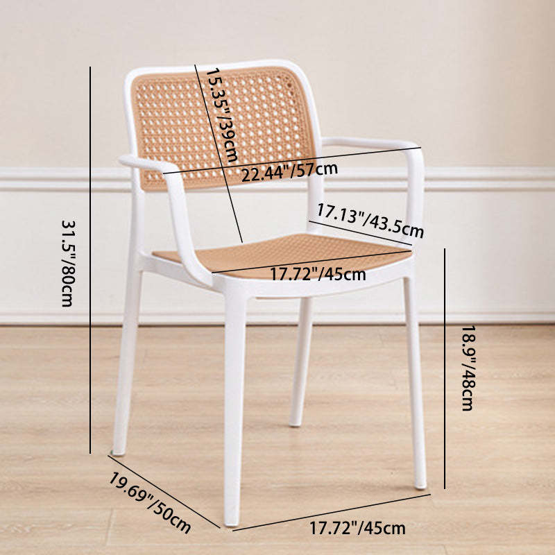 Rattan-Look Plastic Stackable Dining Armchair — Armless / Green