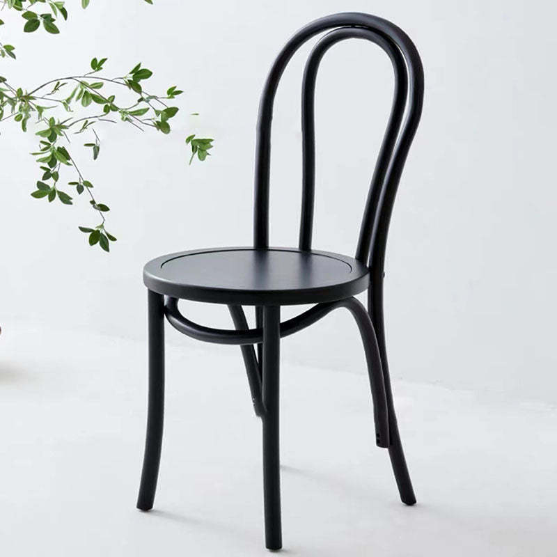 Vintage Curved Wood Wicker Dining Chair