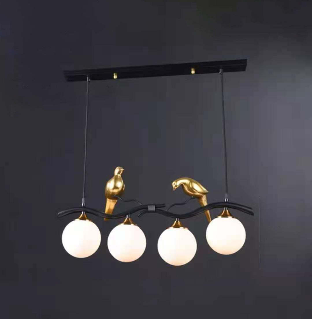 Resin Bird Glass Ball Island Chandelier