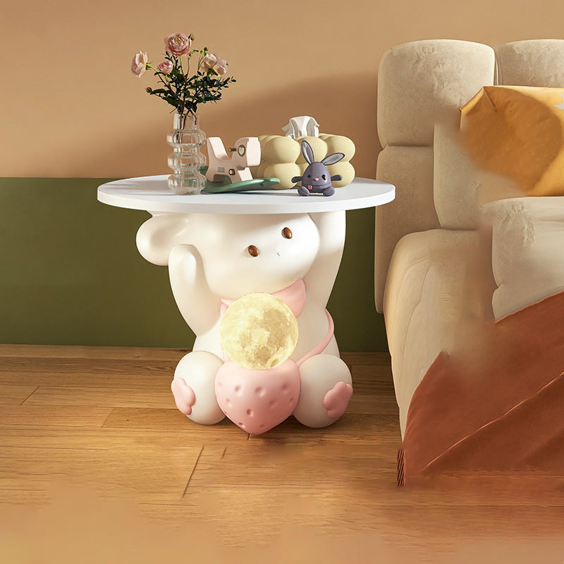 Modern Art Deco Kids Rabbit Resin Wood End Table 1-Drawer