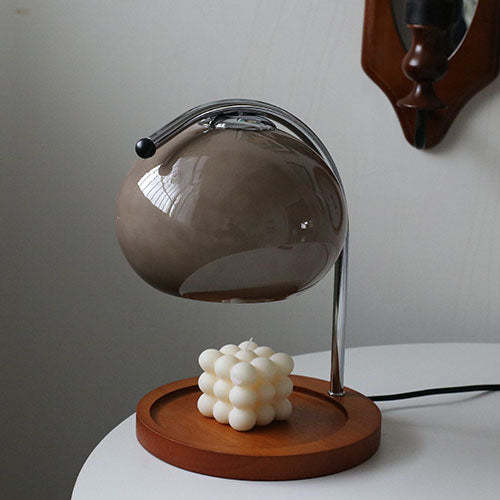 Vintage Glass Dome Solid Wood Melting Wax Table Lamp
