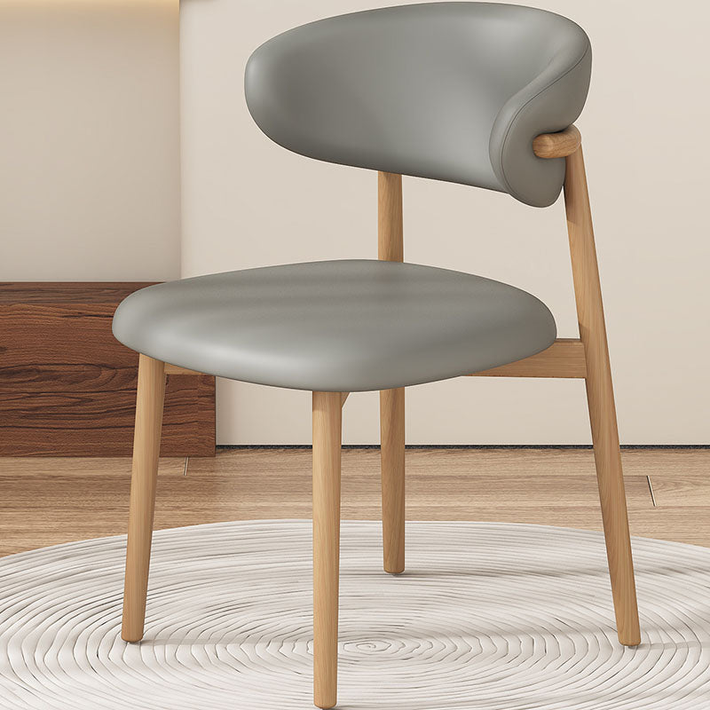 Minimalist Curved Iron Leather Armless Chair — Orange