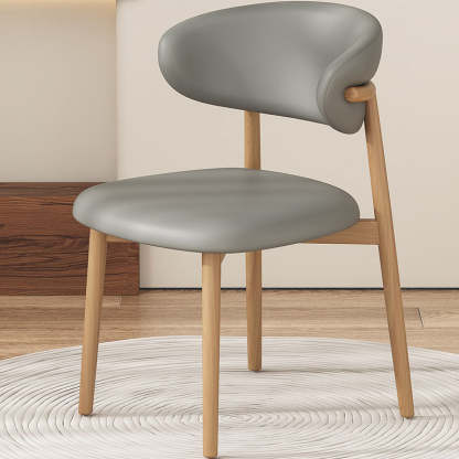 Minimalist Curved Iron Leather Armless Chair — Orange