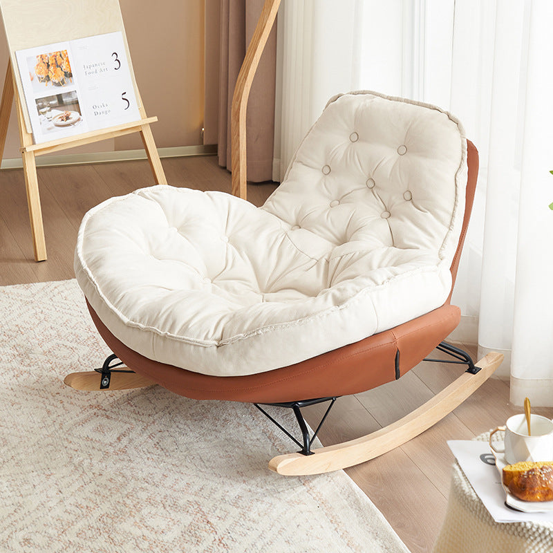 Nordic Tufted Velvet Rocking Chair — Coffee + White