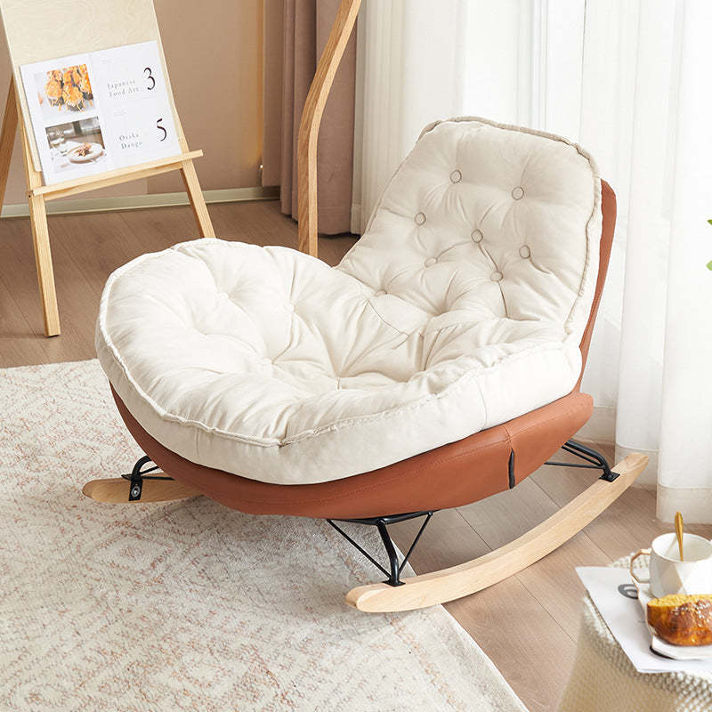 Nordic Tufted Velvet Rocking Chair — Coffee + White