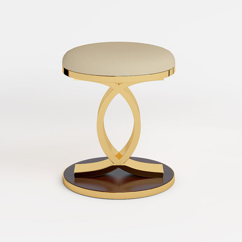 Nordic Round Microfiber Leather Vanity Stool
