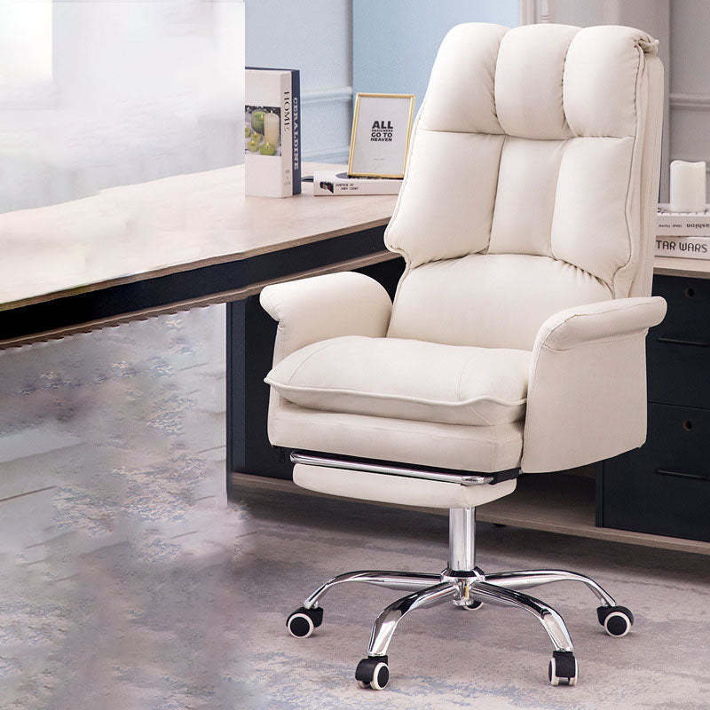Minimalist PU Leather Steel Desk Chair — Without Footrest / Pink
