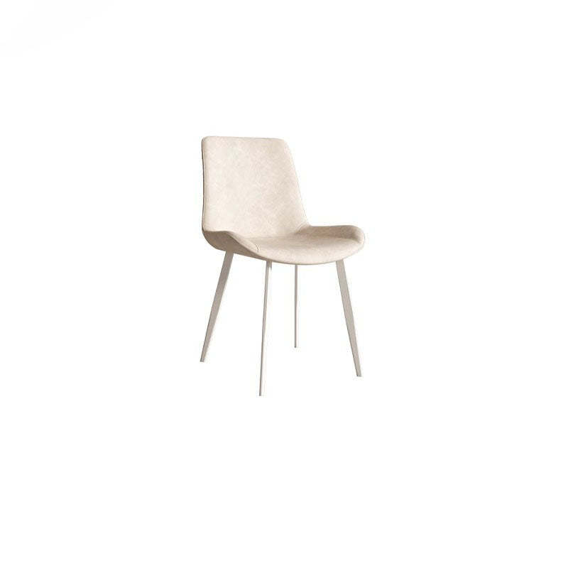 Scandinavian Leather Steel Curved Dining Chair