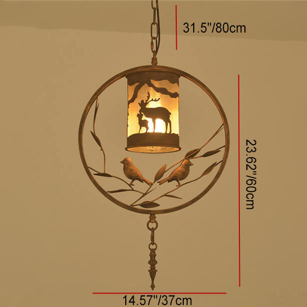Vintage Trapezoid Animal Iron Pendant Light