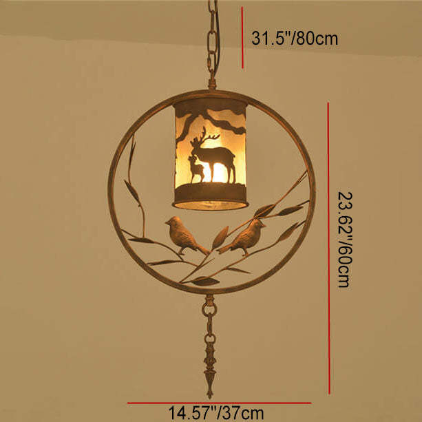 Vintage Trapezoid Animal Iron Pendant Light